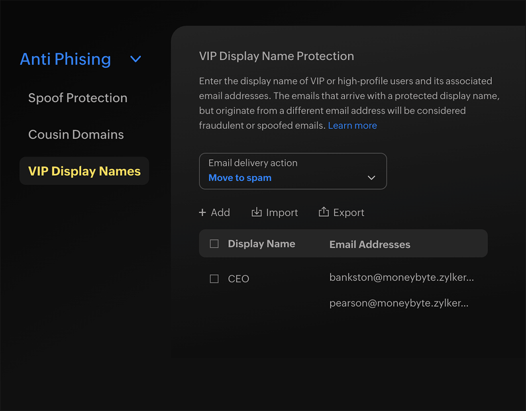 Executive impersonation protection