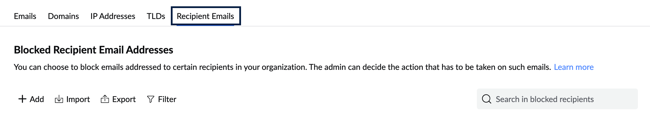 Blocked Recipient Email Addresses Blocked Recipient Email Addresses