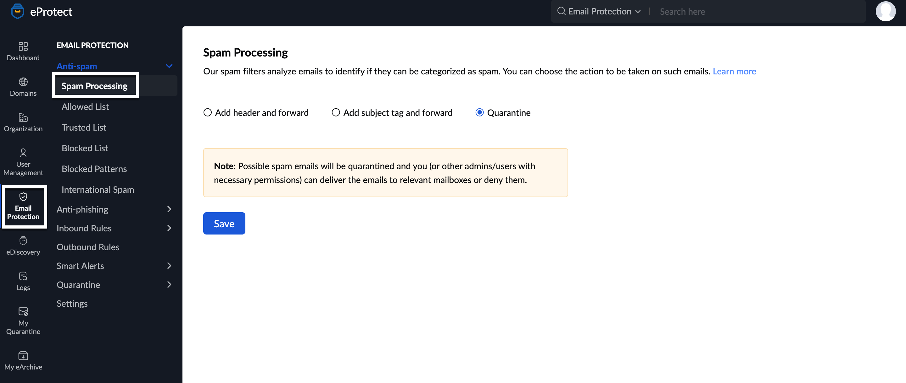 Setup Spam Processing Setup Spam Processing