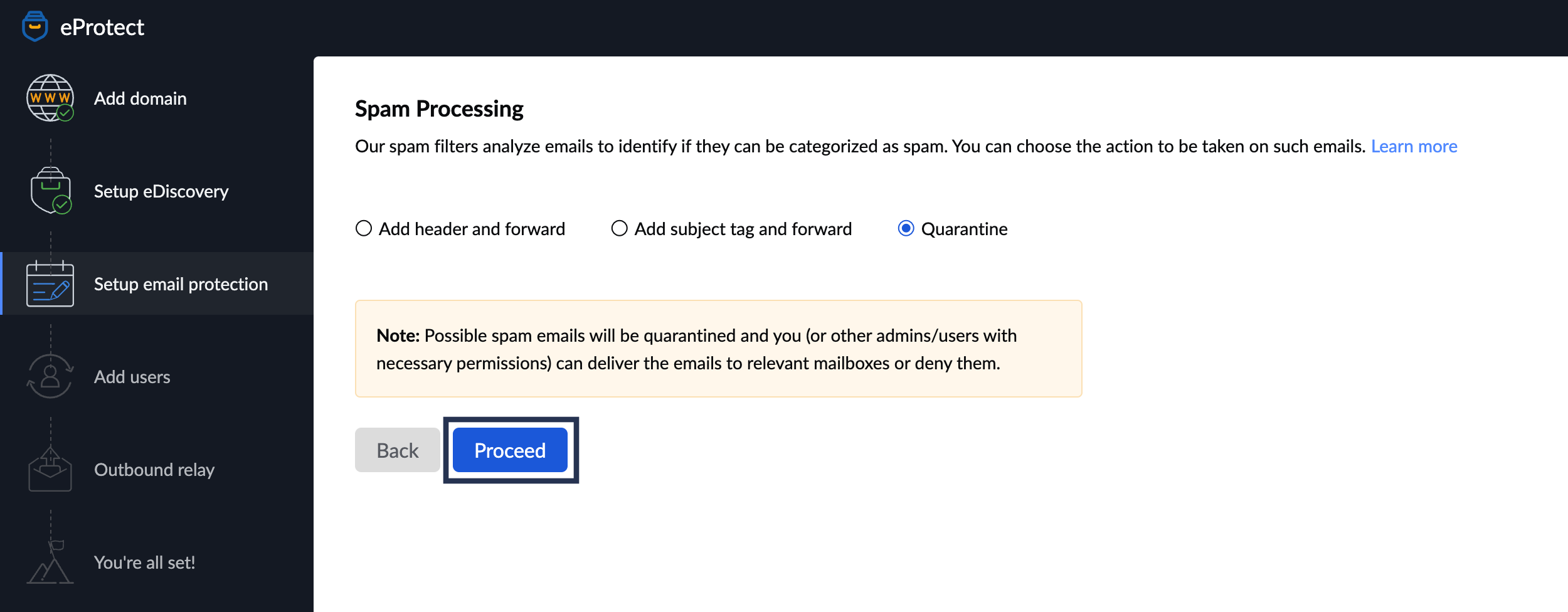 Setup Spam Processing Setup Spam Processing