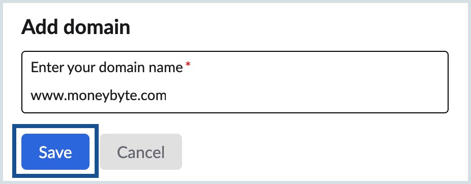 Zoho eProtect add domain add domain
