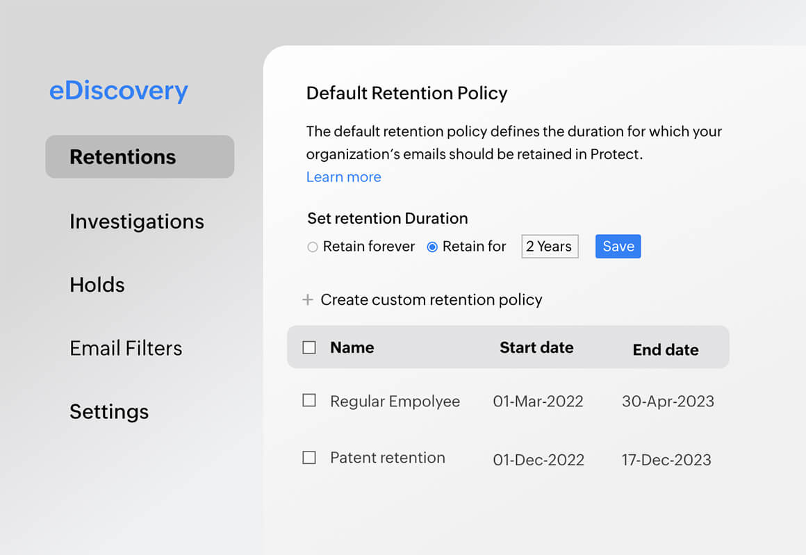 Ensure world-class encryption for archived emails