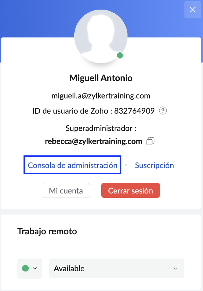 consola de administración