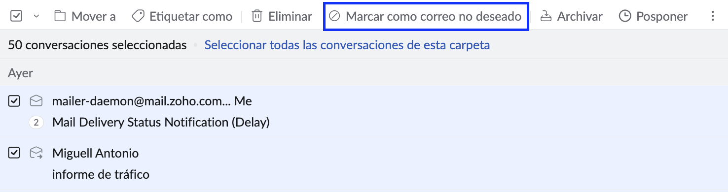 Marcar como correo no deseado