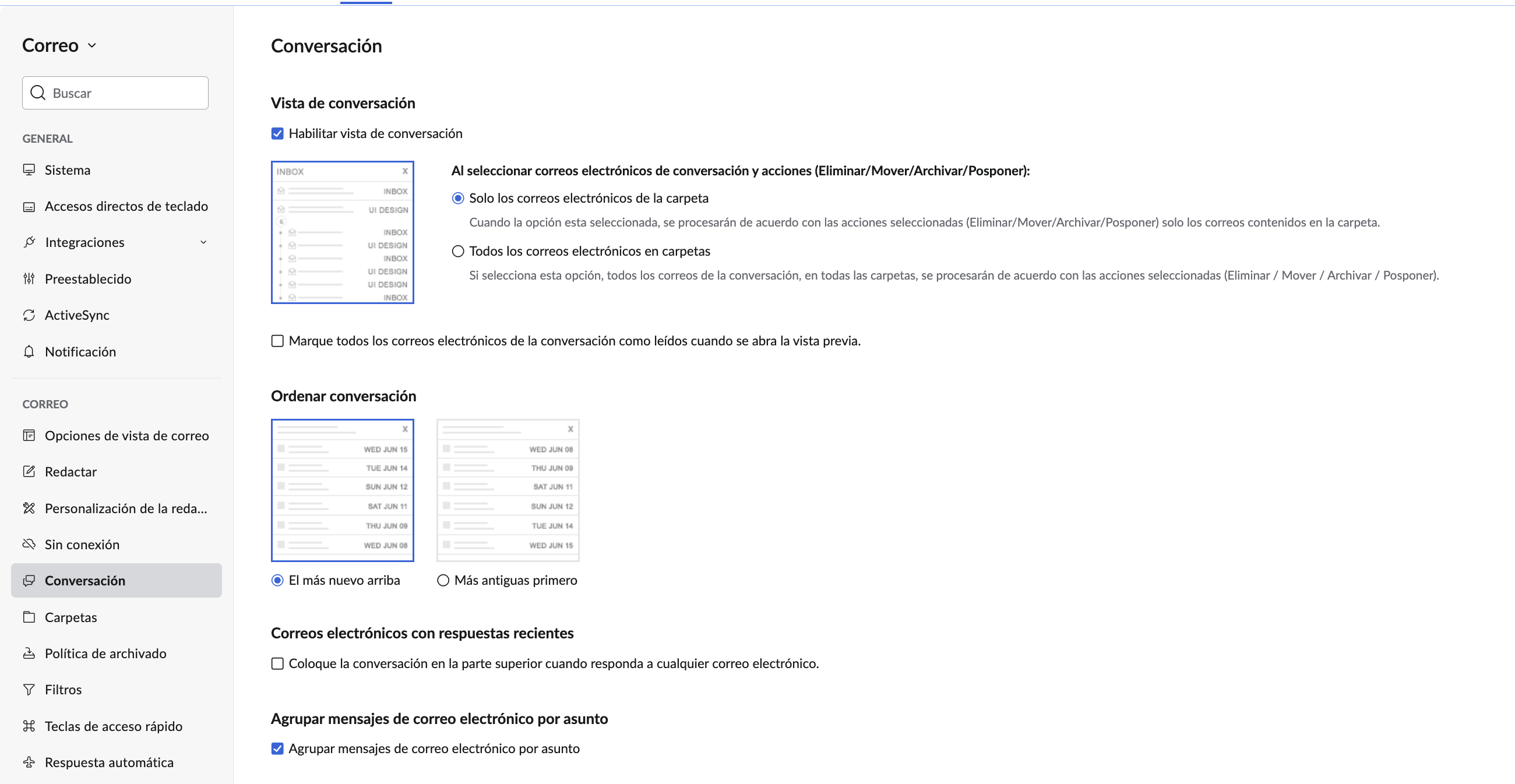 Vista de conversaciones Vista de conversaciones