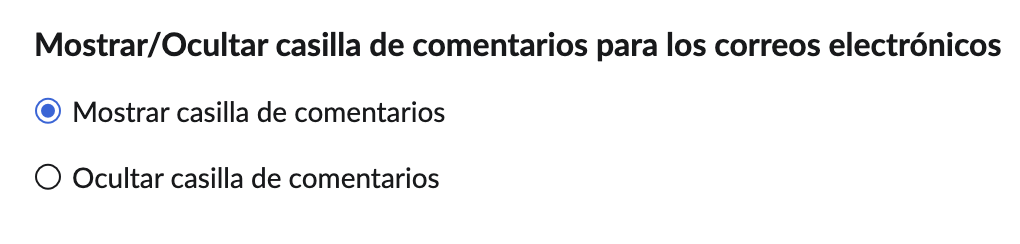 mostrar/ocultar casilla de comentarios