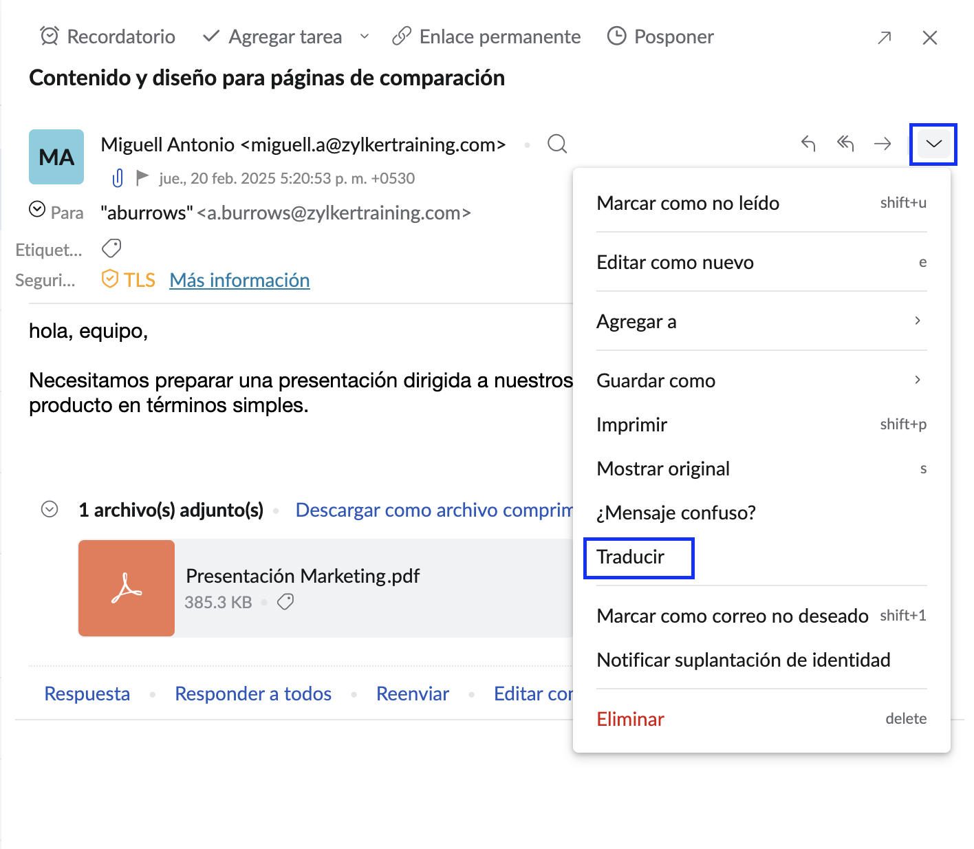 traducir correos electrónicos