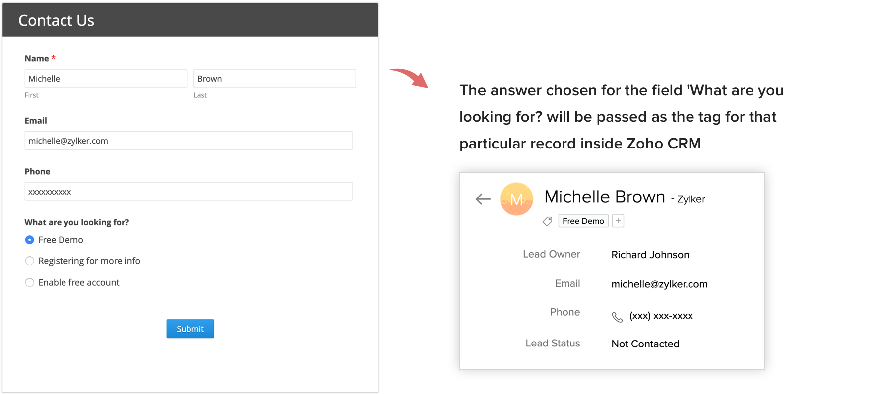 Add tags to your Zoho CRM leads added via forms