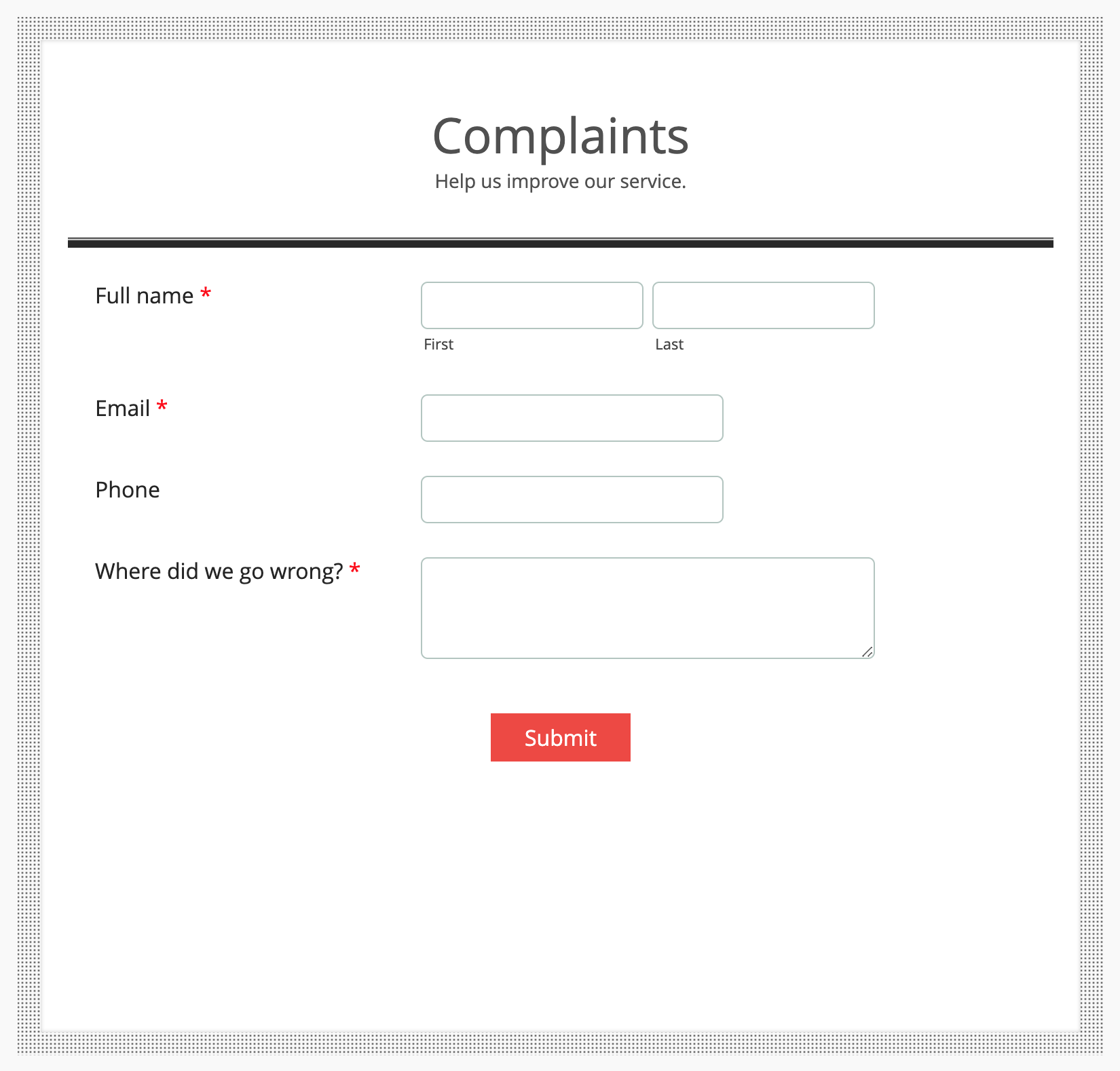 Complaint request form