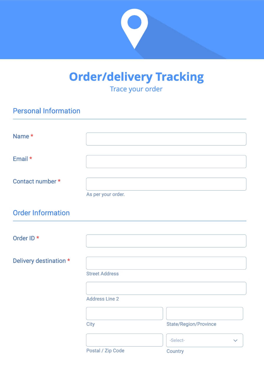 Ecommerce delivery feedback form template