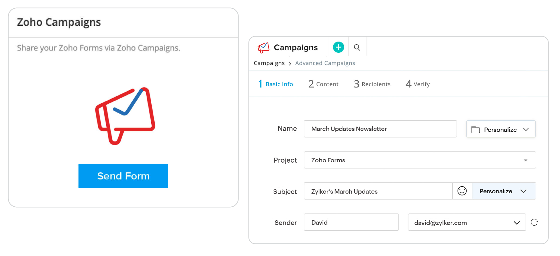 embed form in campaigns html