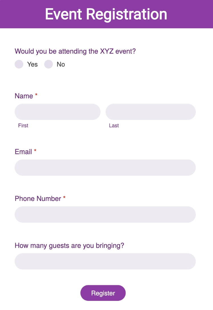 event registration form