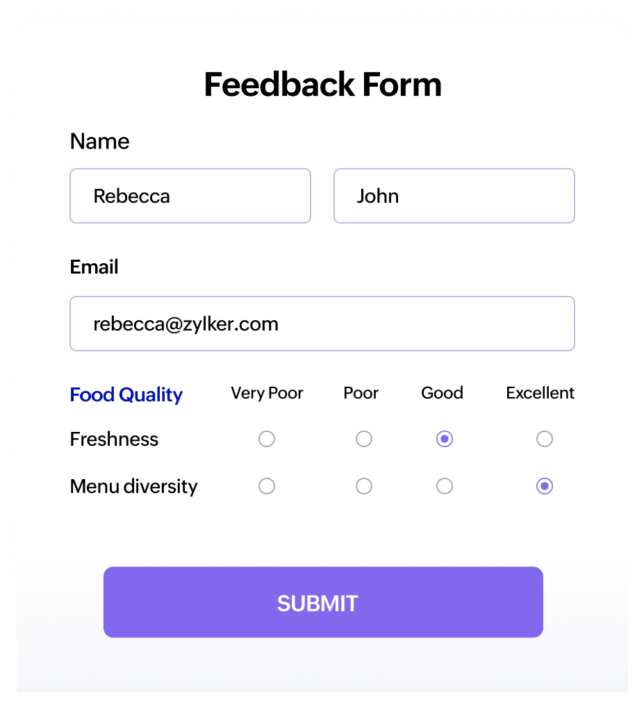 Matrix Choice field in Zoho Forms