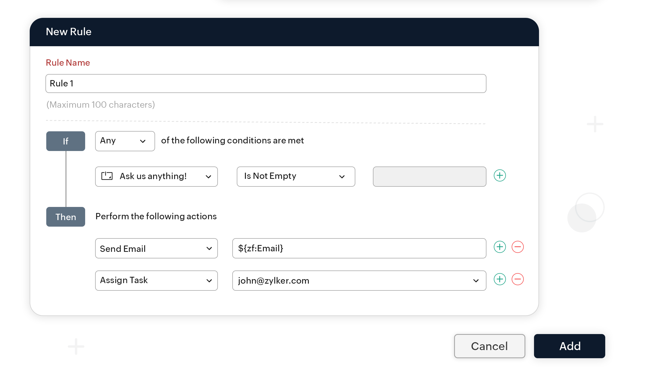 Form rules to assign tasks