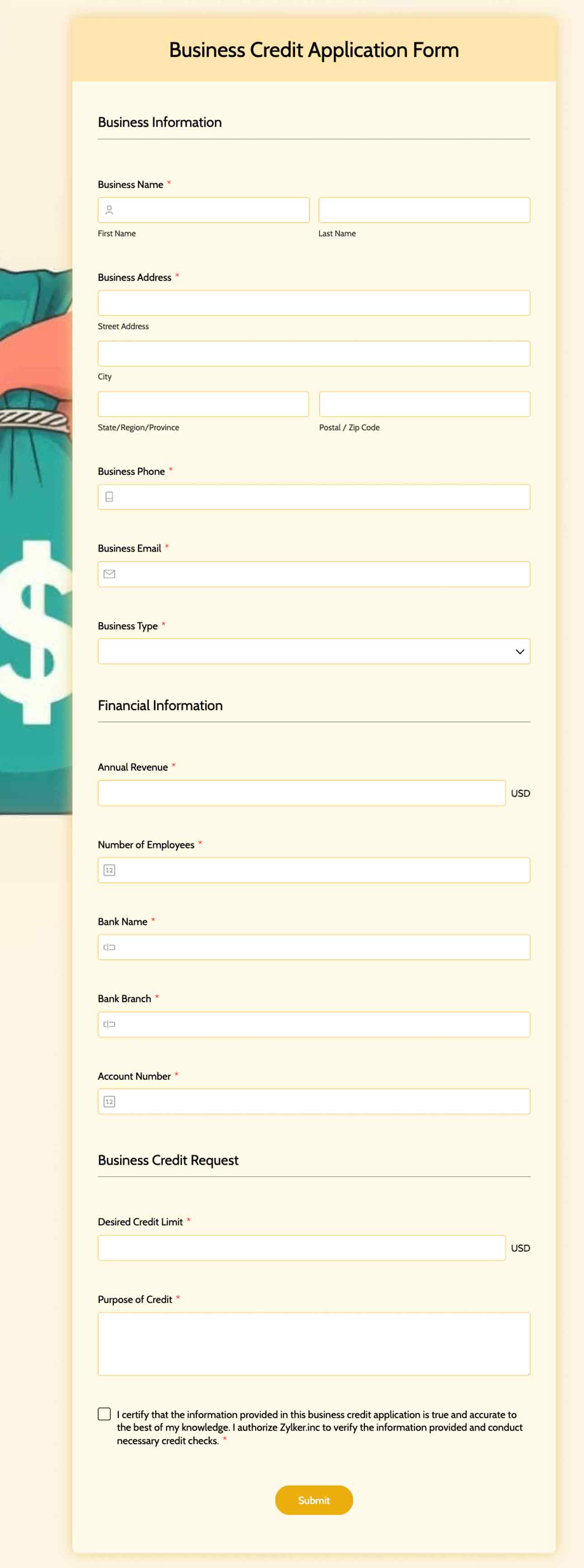business credit application form