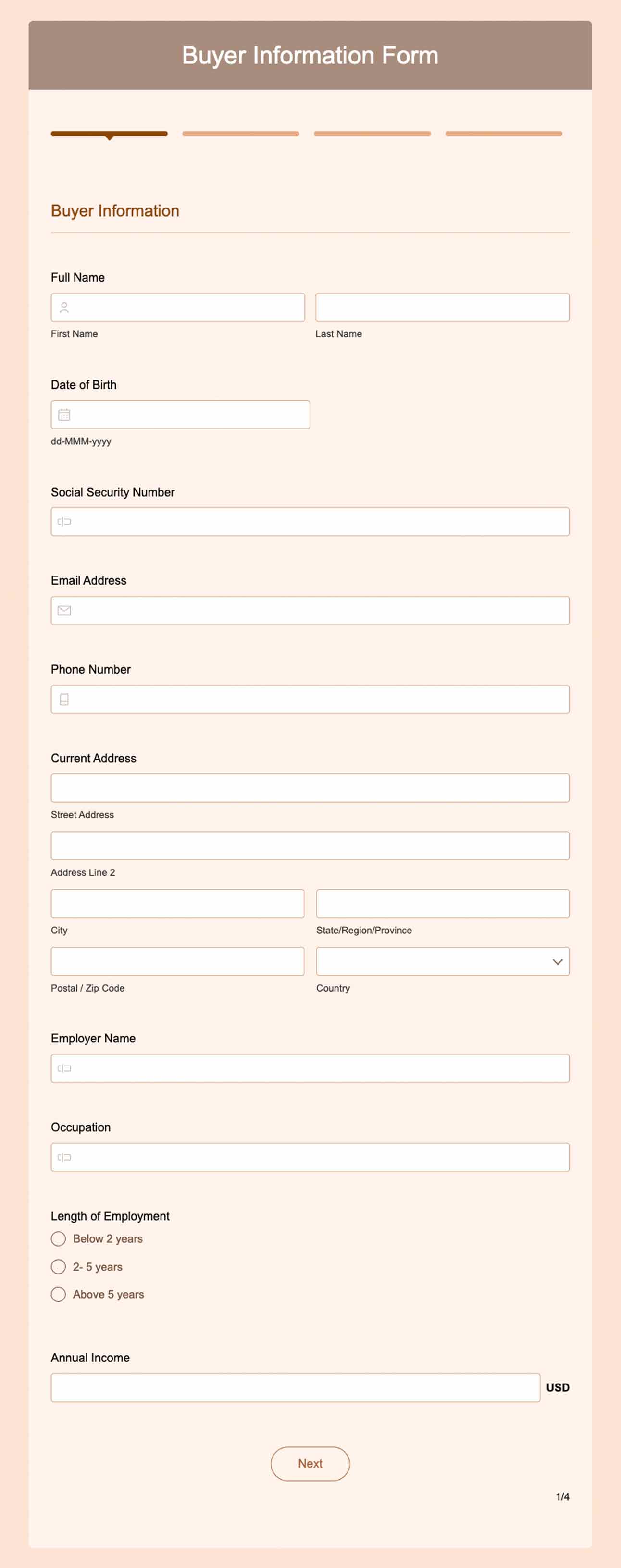 Buyer information forms