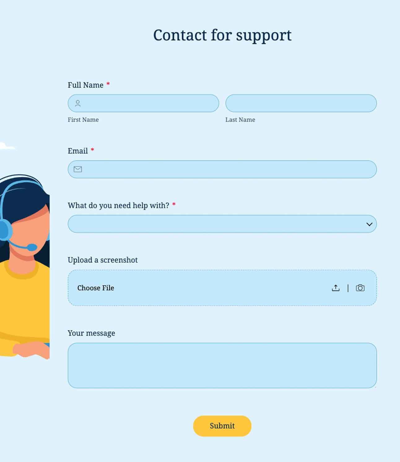 contact for support form