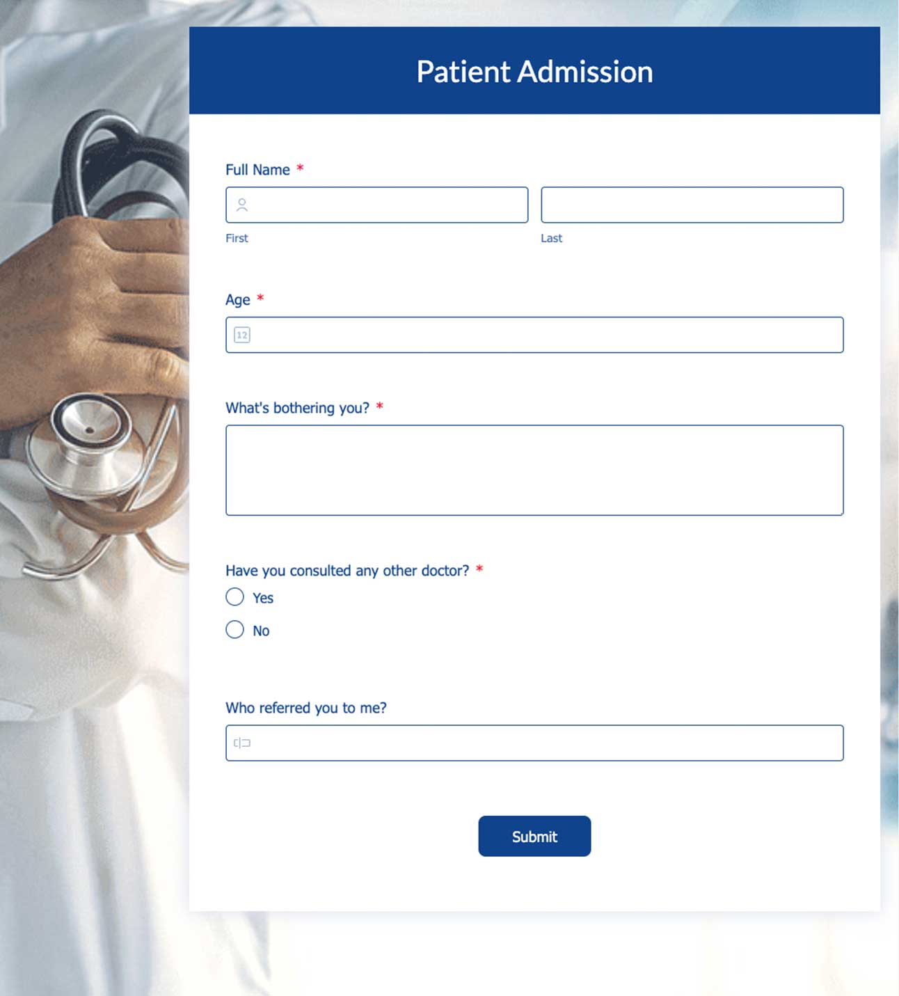 Patient Admission form