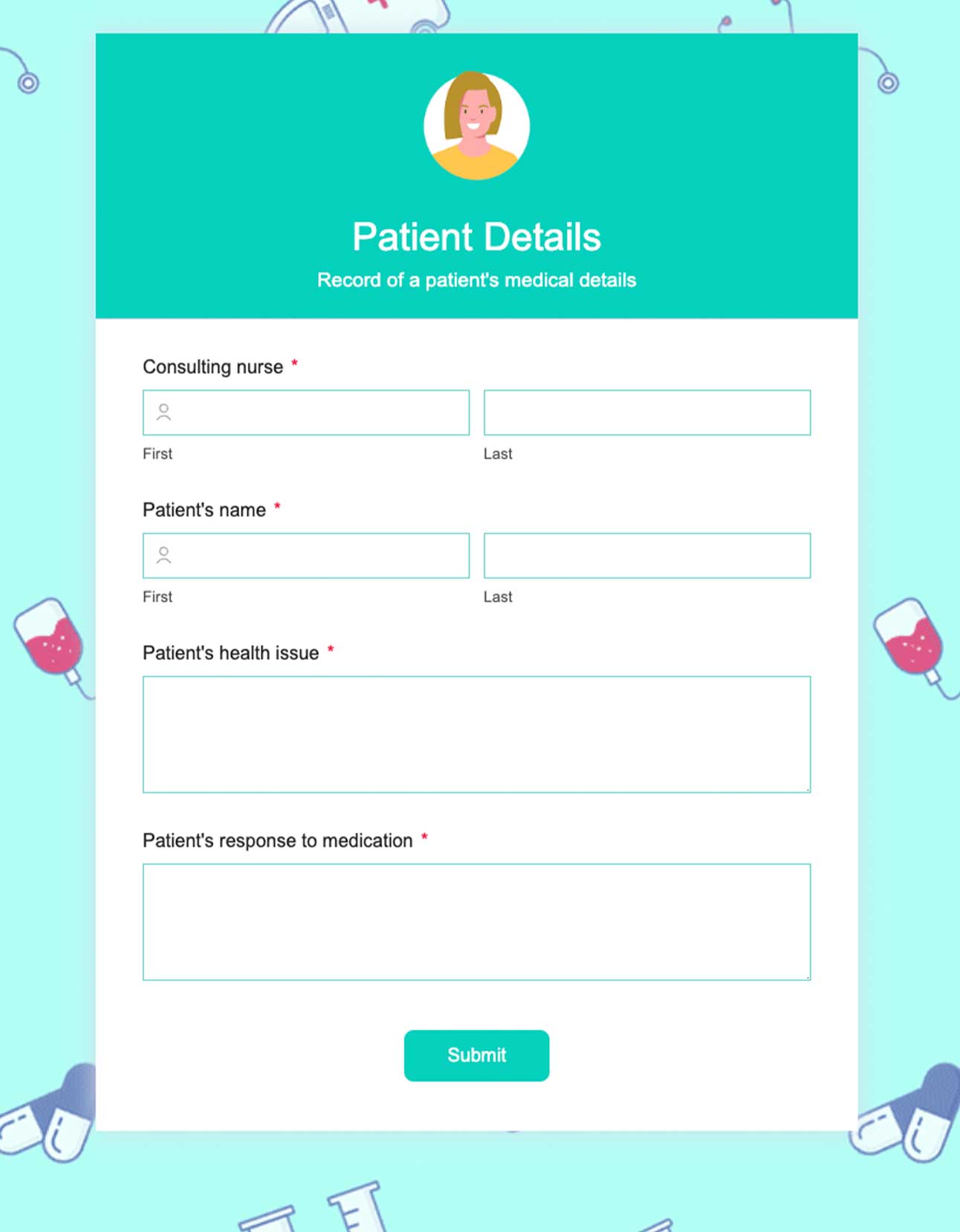 Patient details form