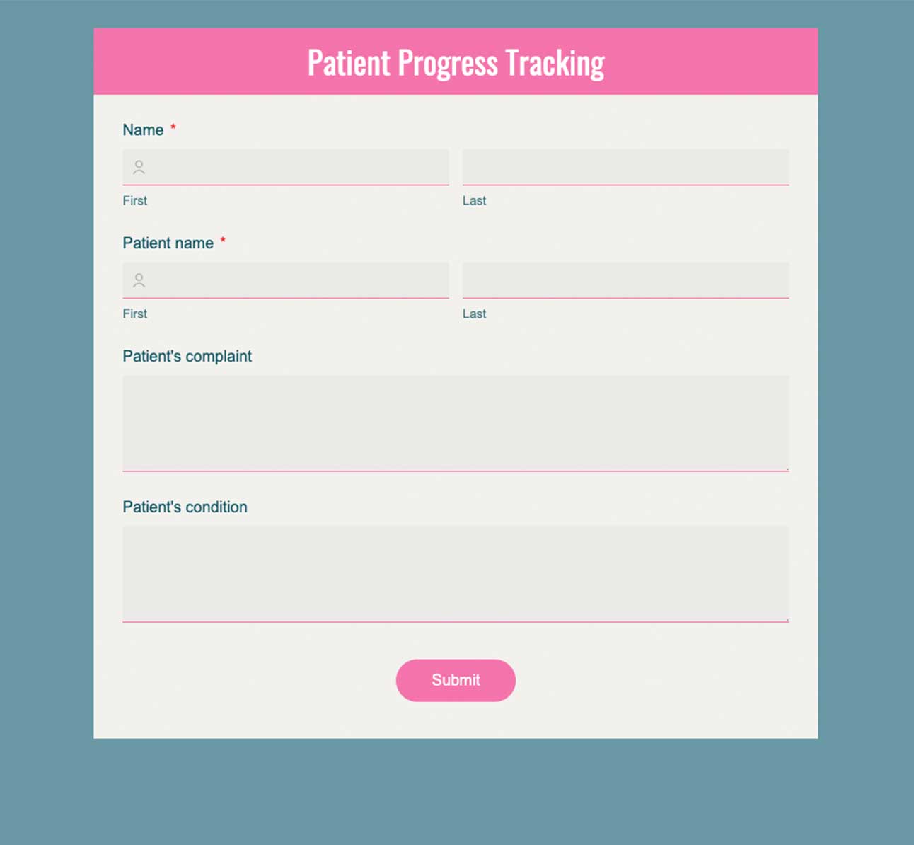 Patient Progress tracking form
