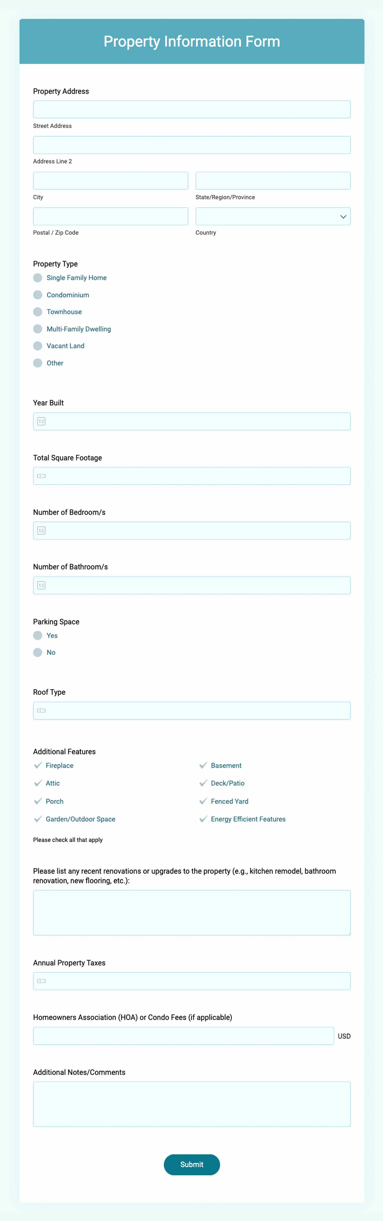 Property information form