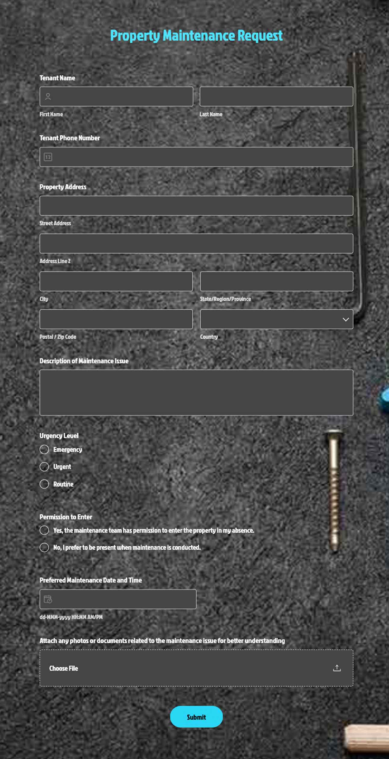 property maintenance request form