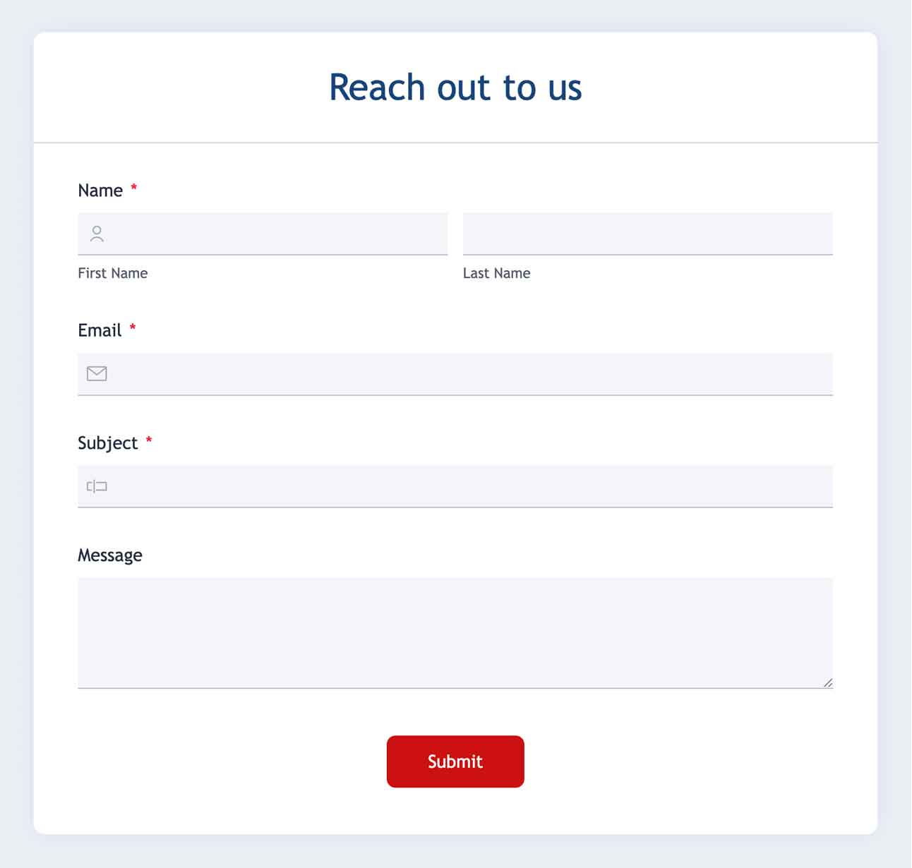 Reach out to us form