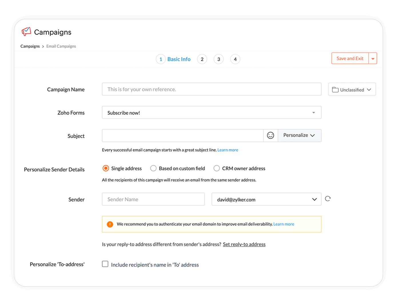 Integrating Zoho Forms with Zoho Campaigns