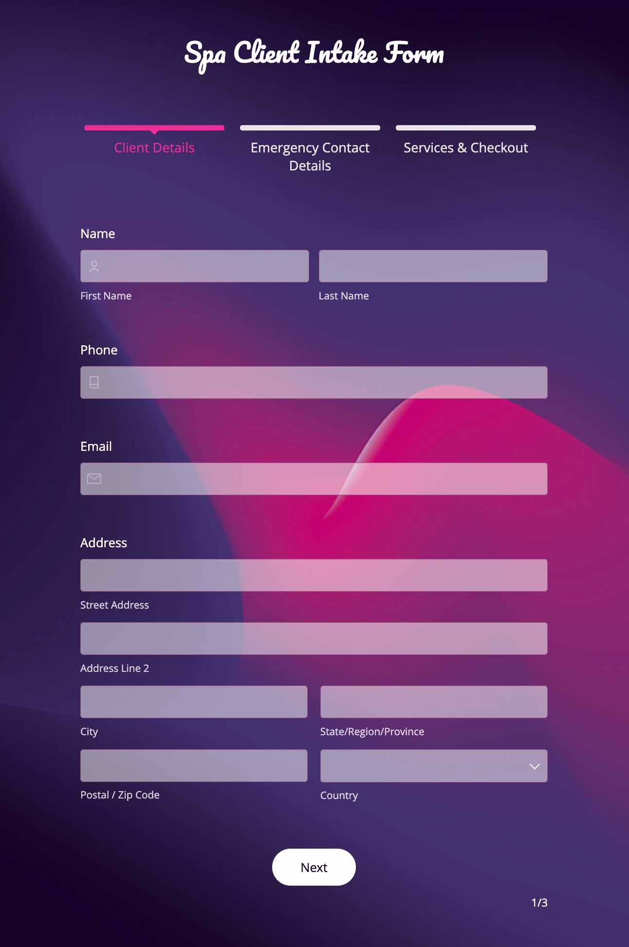 Spa Client Intake Form