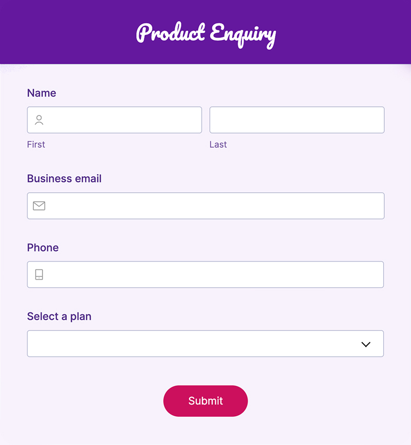 Website lead forms