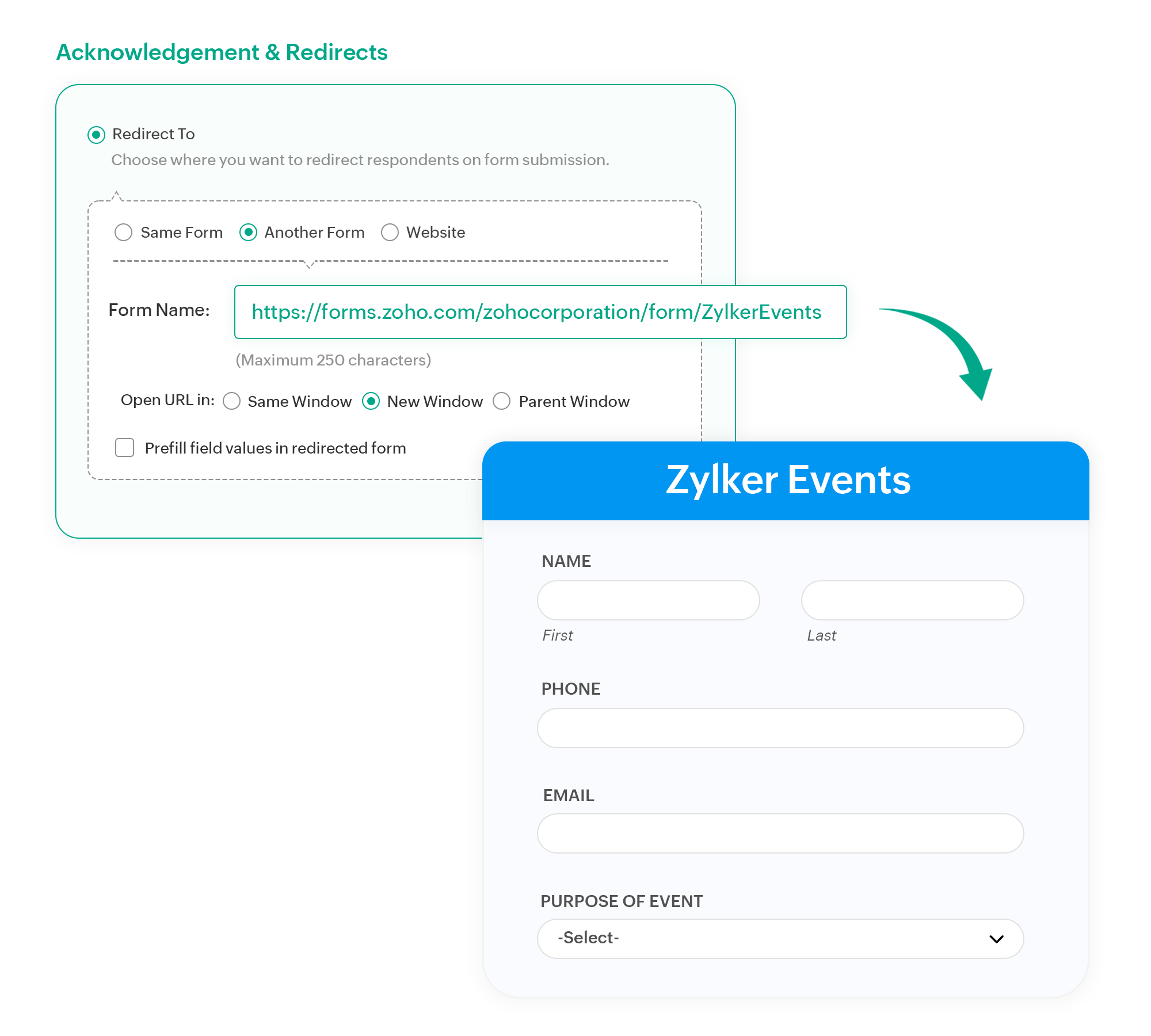 Redirect respondents to a sister form or auto-reload the same form