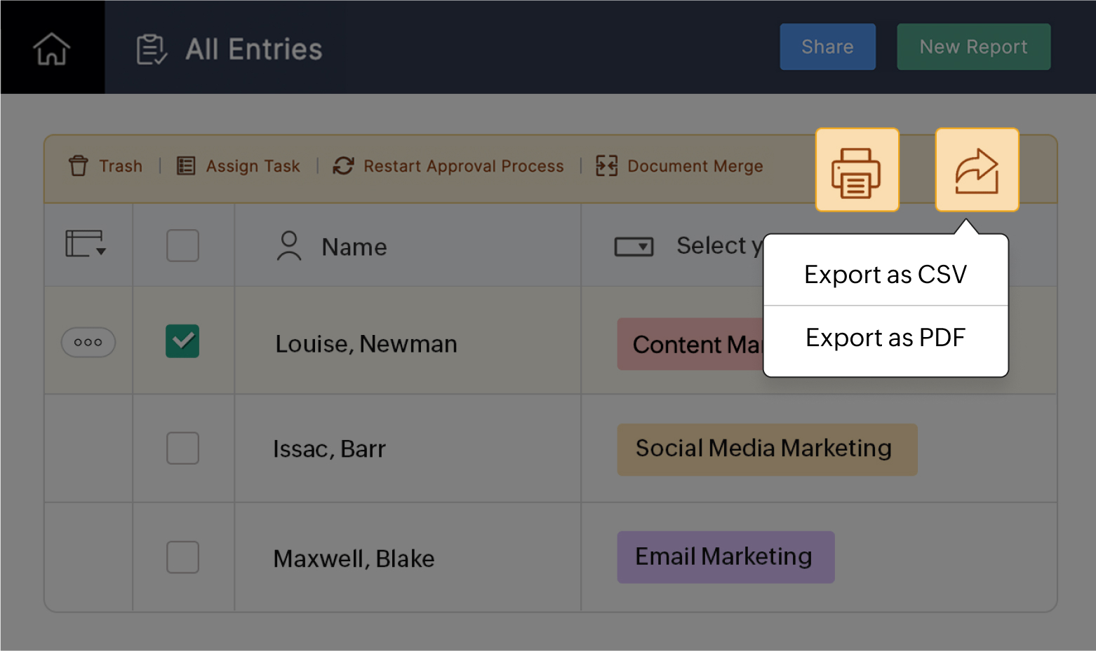 Save reports offline with efficient export and print options