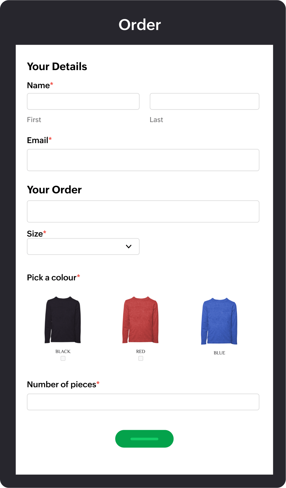 online order form for small business