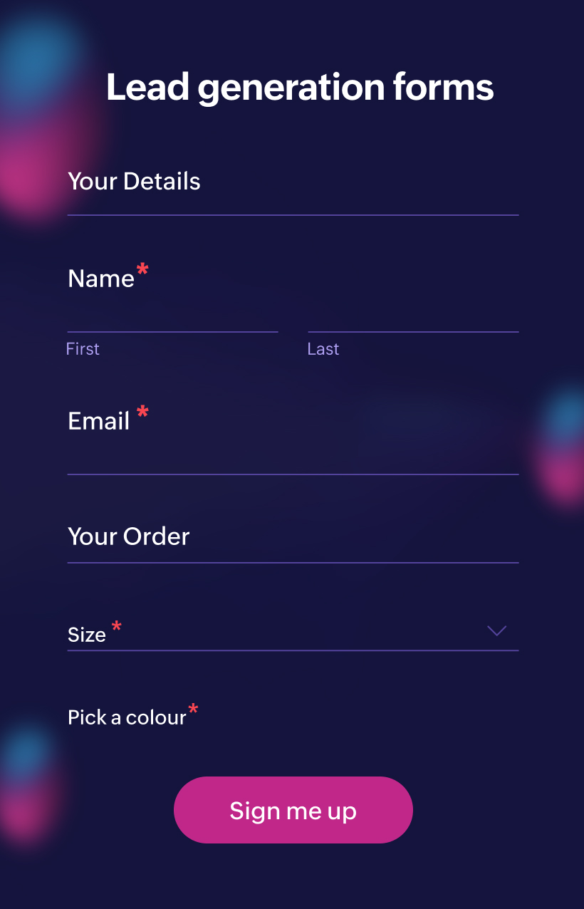 Lead generation forms