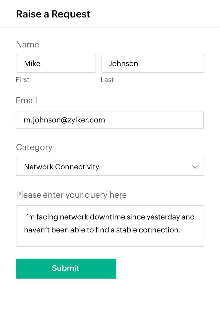 Tick creation with Zoho Forms