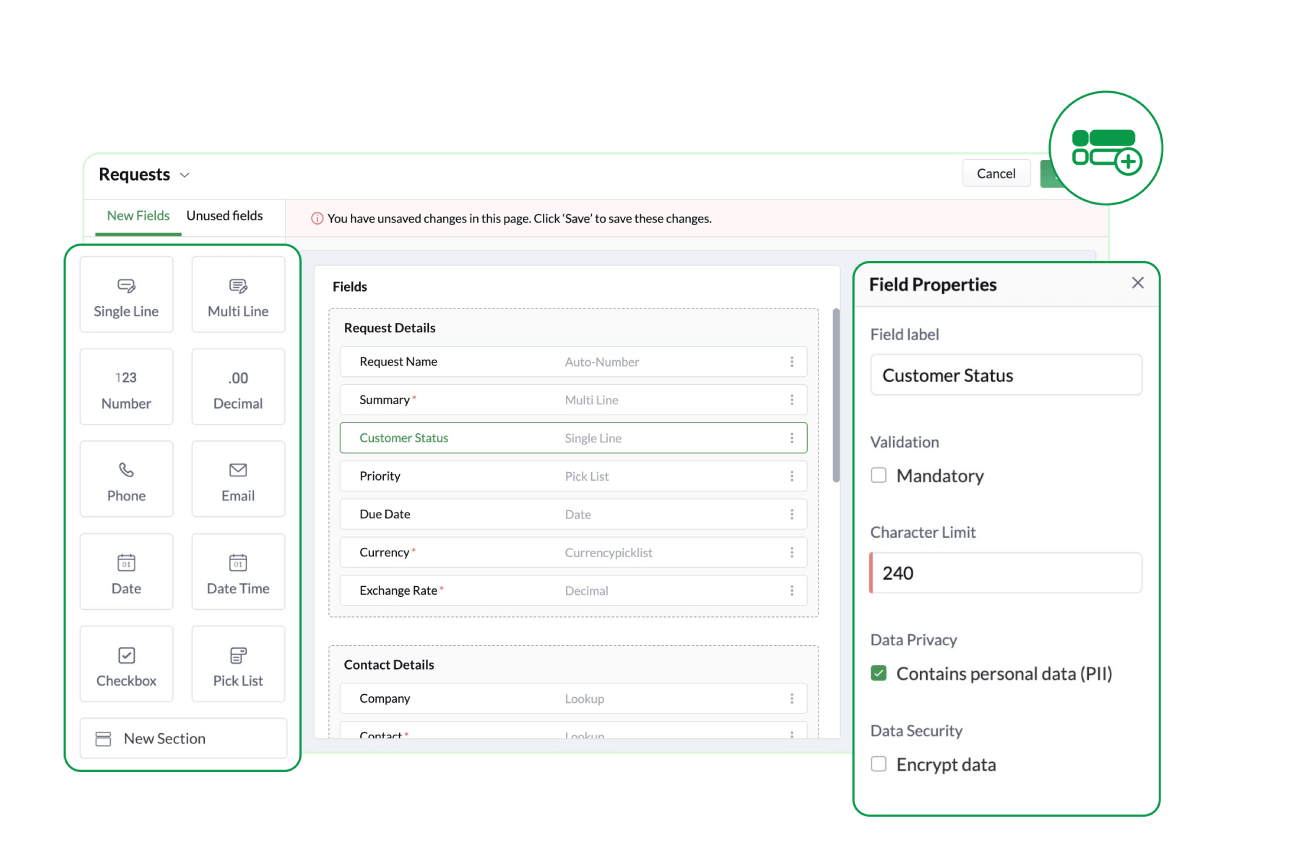 Add custom fields to modules