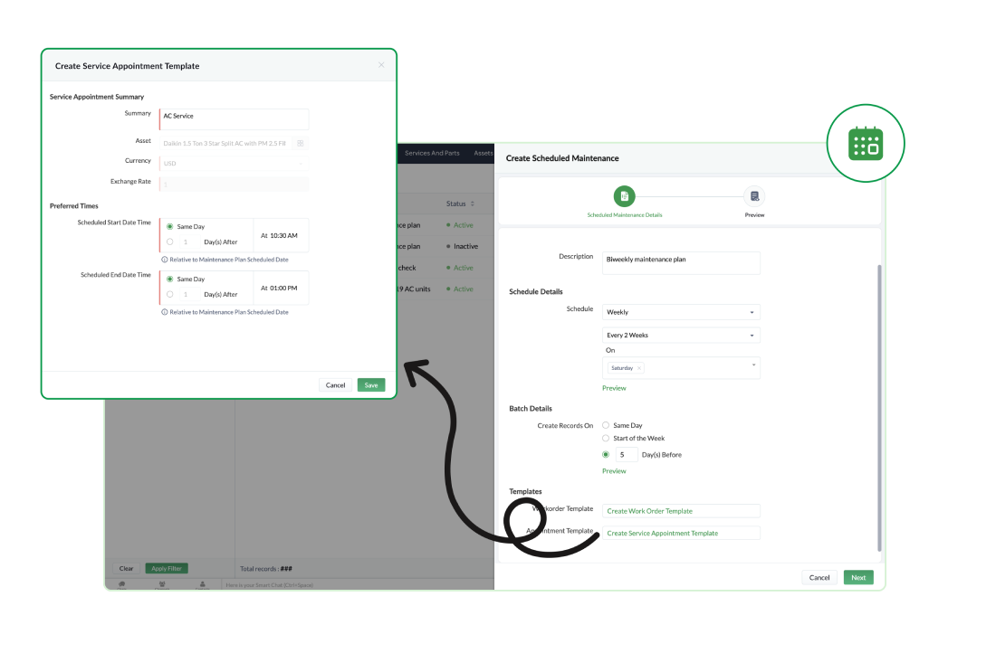 Create a service appointment template