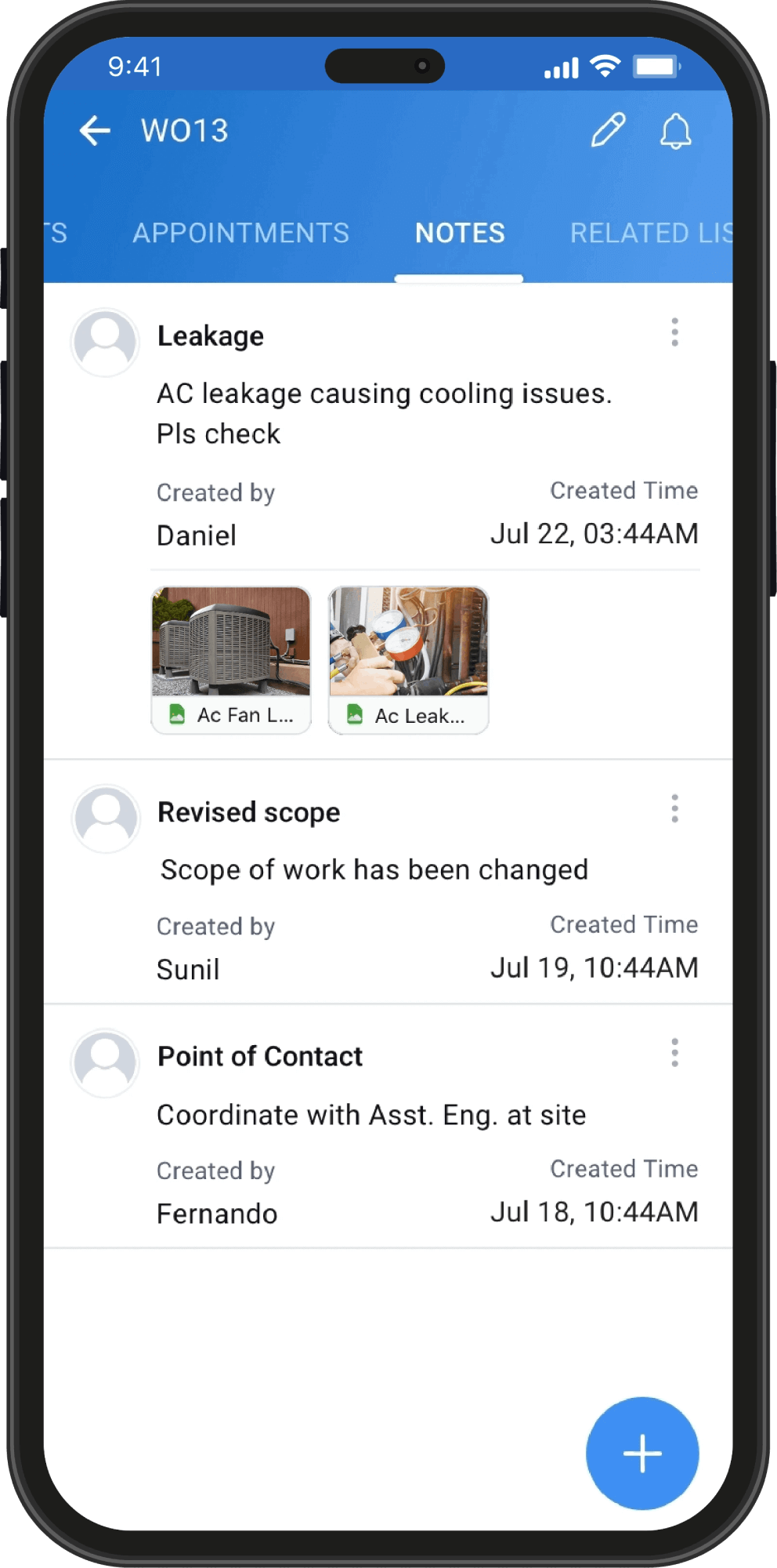 Upload notes and photos