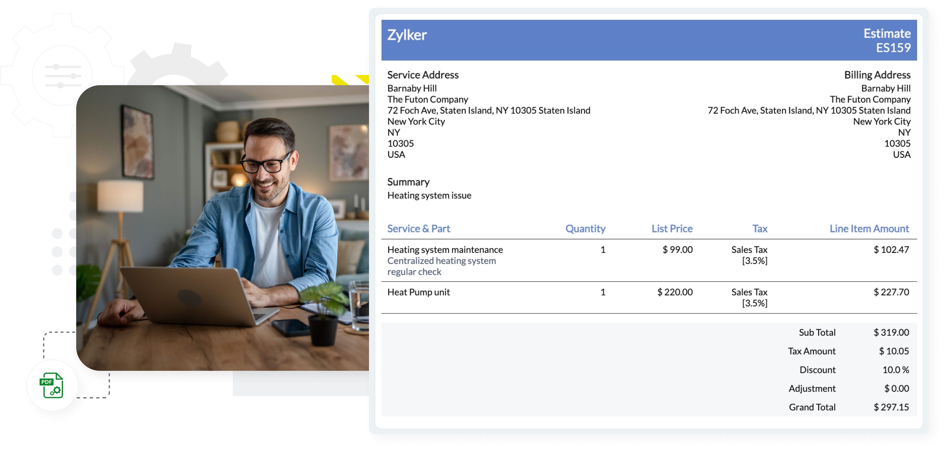 Send professional, branded estimates with PDF templates