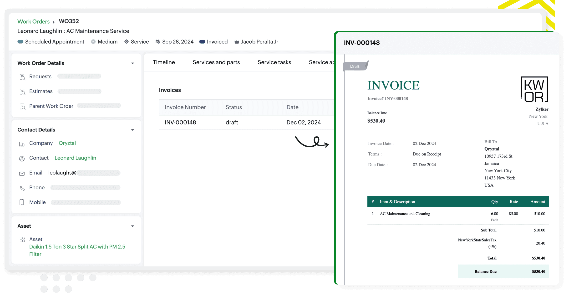 Generate invoices with a click