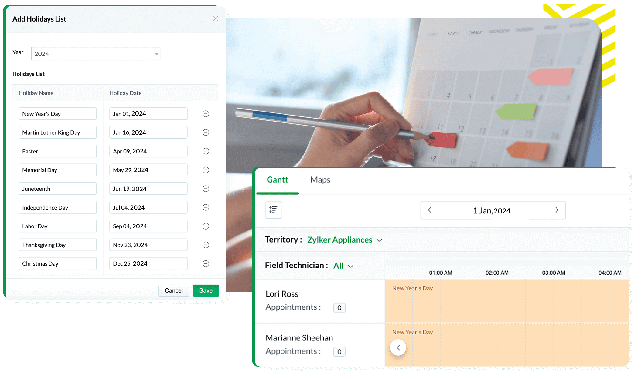 Manage your business's holiday list