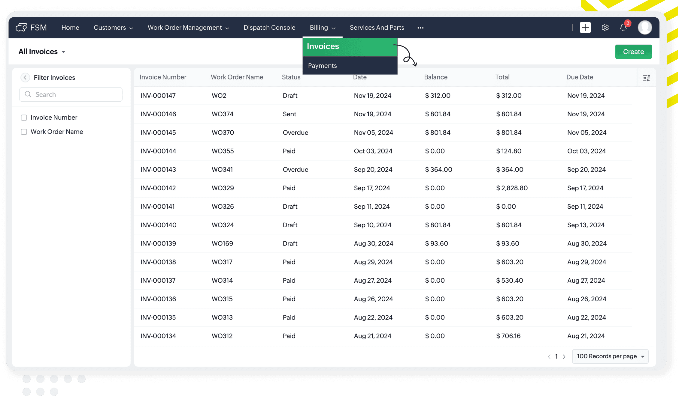 Manage all your invoices seamlessly with the Invoices module
