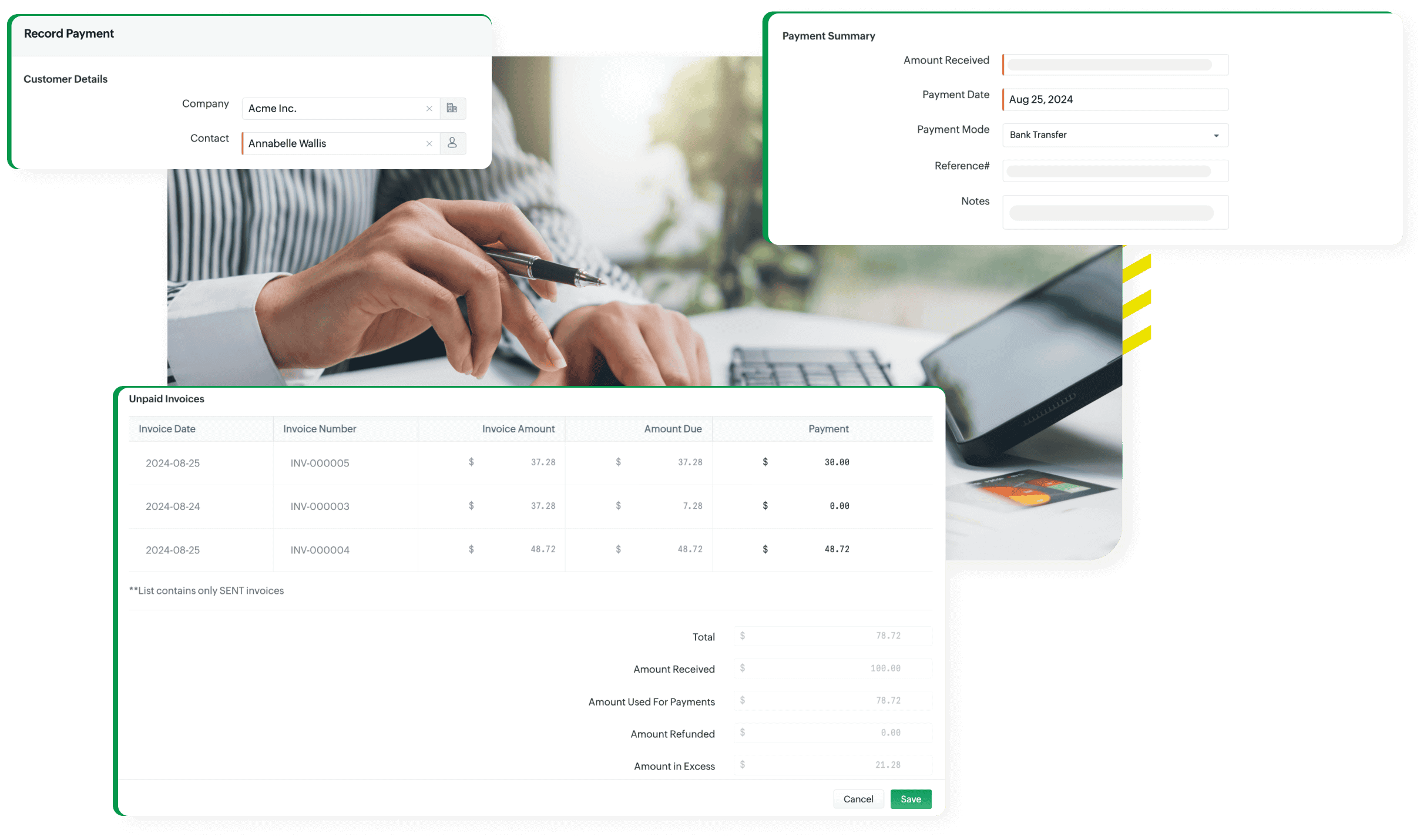 Payment status tracking and advanced payments