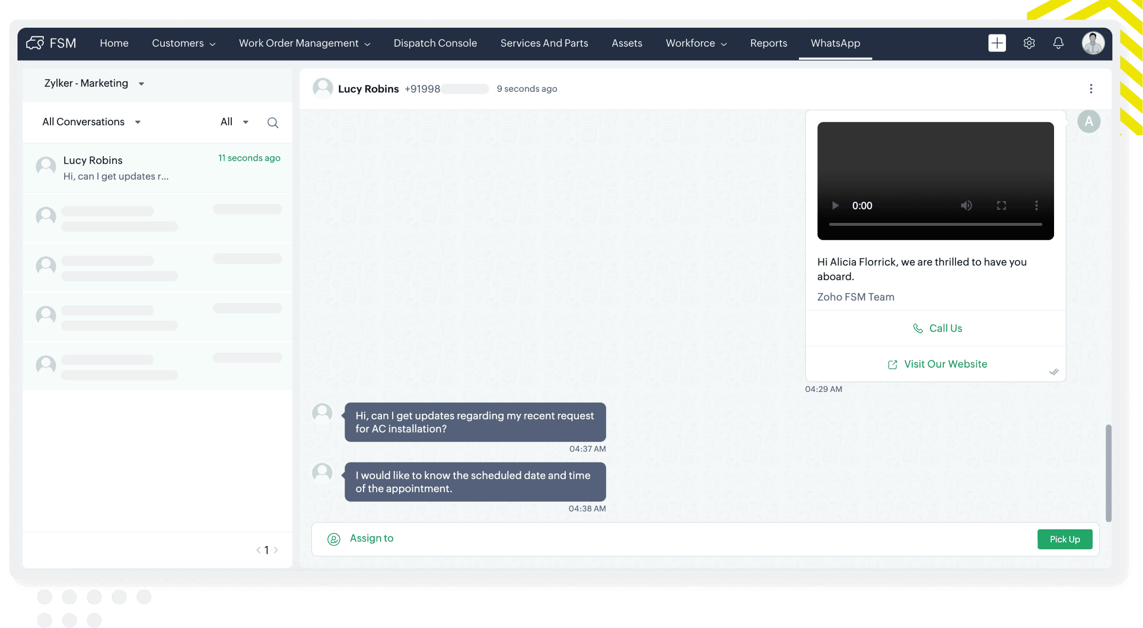 Real-time messaging via web interface