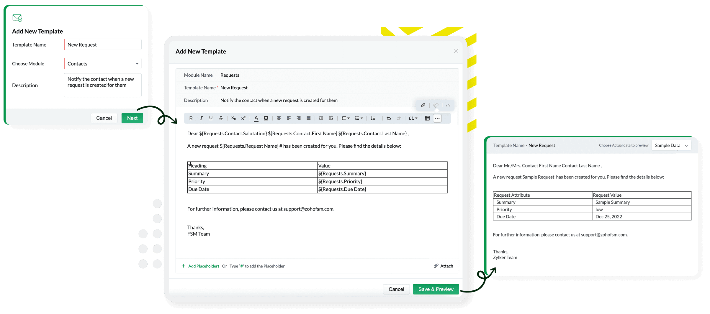 Tailored email templates