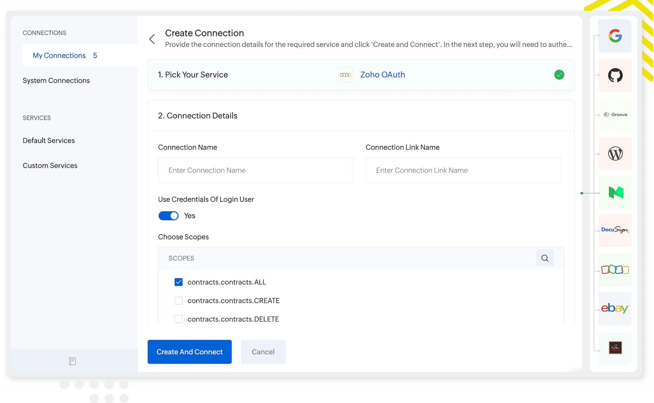 Build connections with third-party services