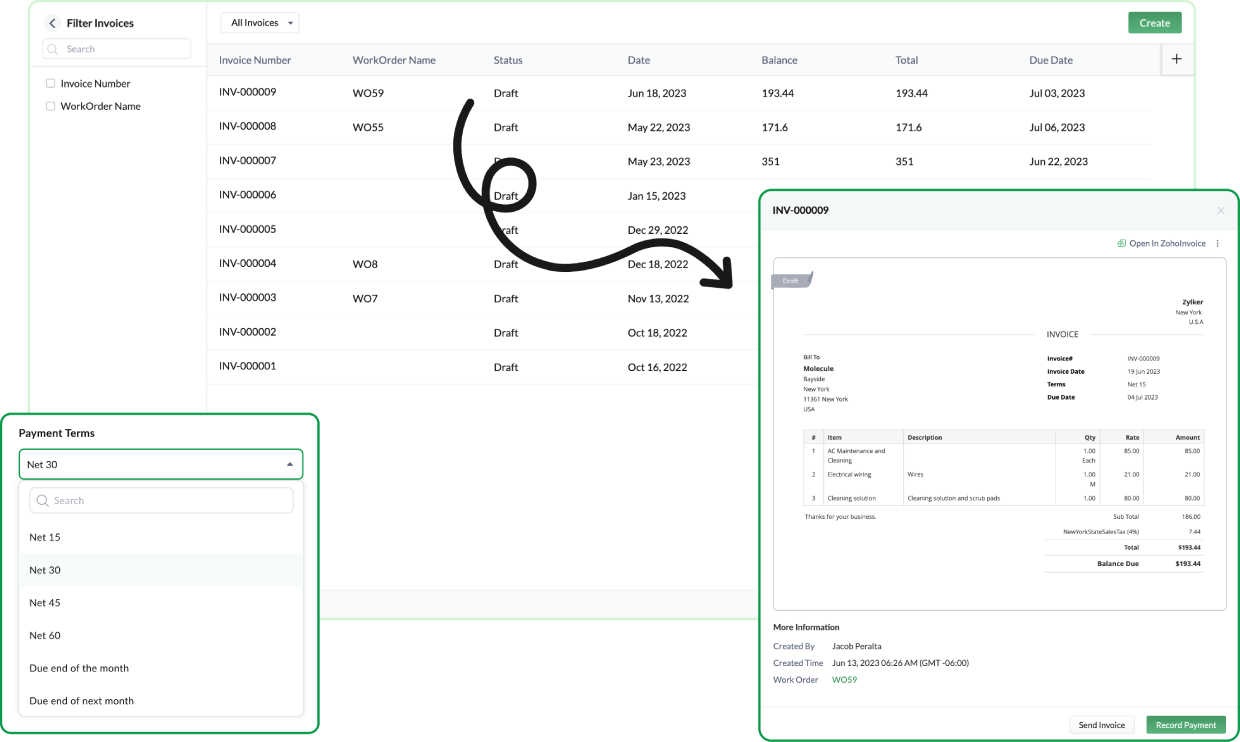One-click invoicing