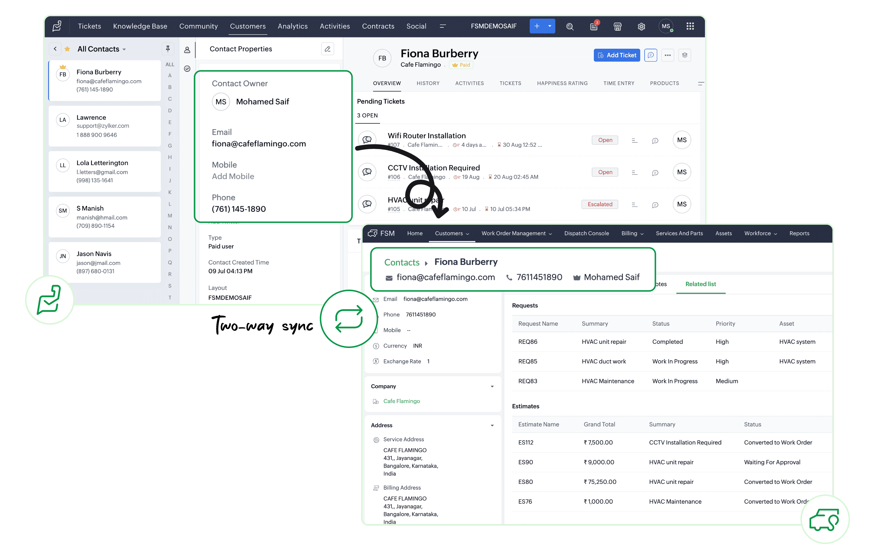 Link Contacts and Accounts between Zoho Desk and Zoho FSM Link Contacts and Accounts between Zoho Desk and Zoho FSM
