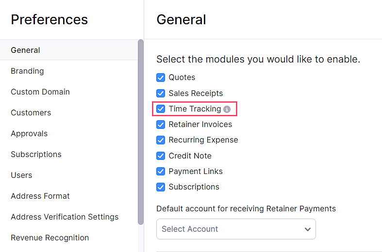 Enable Retainer Invoice