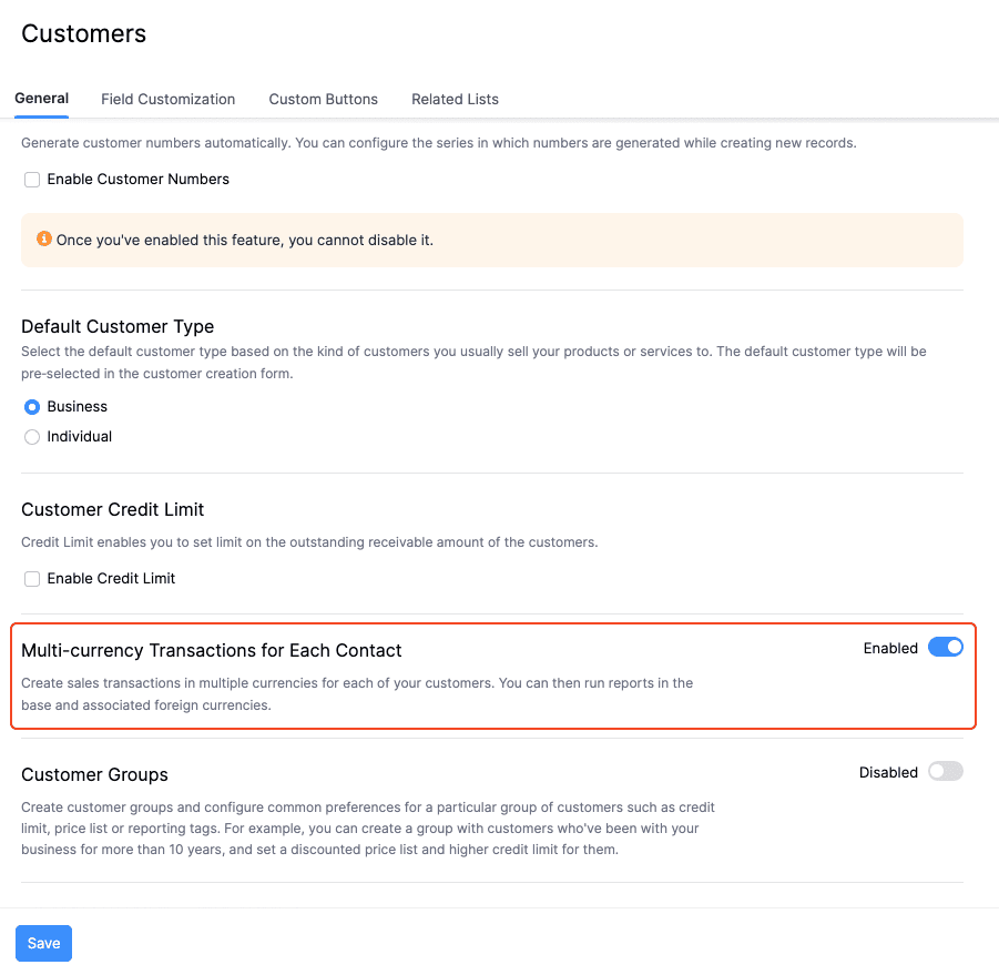 Enable Multi-currency